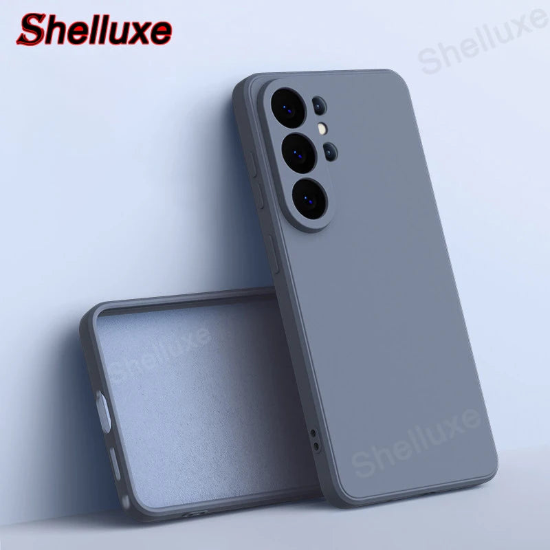 Shelluxe Square Original Liquid Silicone Case For Samsung Galaxy S26 S25 S24 S23 Ultra Plus FE S26+ Silky Feel Soft Phone Cover