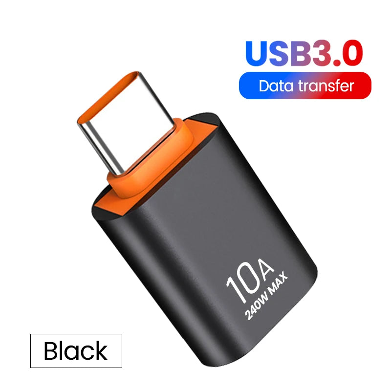 10A USB 3.0 To Type C Adapter OTG Type C Male To USB Female Converter For Laptop Xiaomi Samsung USBC Fast Charging Adaptador