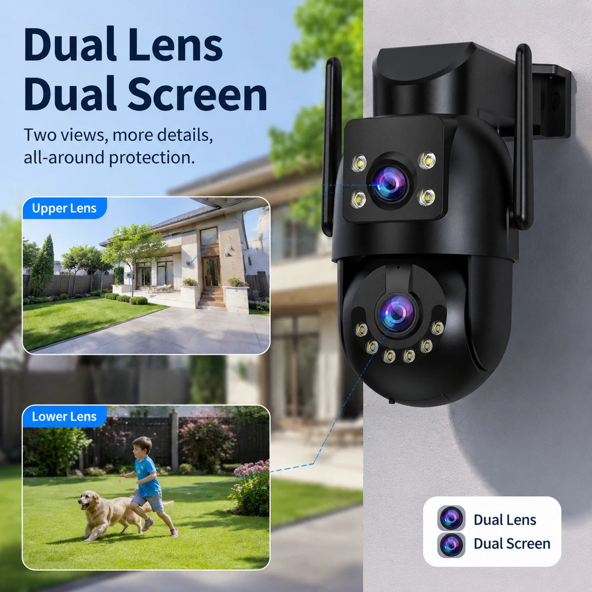 Jooah 4K 8MP Outdoor Surveillance Camera with Dual Lens 5G Wifi IP HD Full Color Night Vision CCTV Home Security Cameras