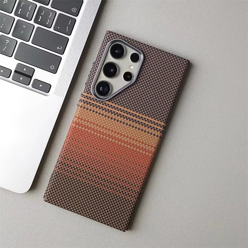 Luxury Carbon Fiber Wireless for Magsafe Case for Samsung Galaxy S26 S25 S23 S24 S22 Ultra Plus Alloy Lens Protection Hard Cover