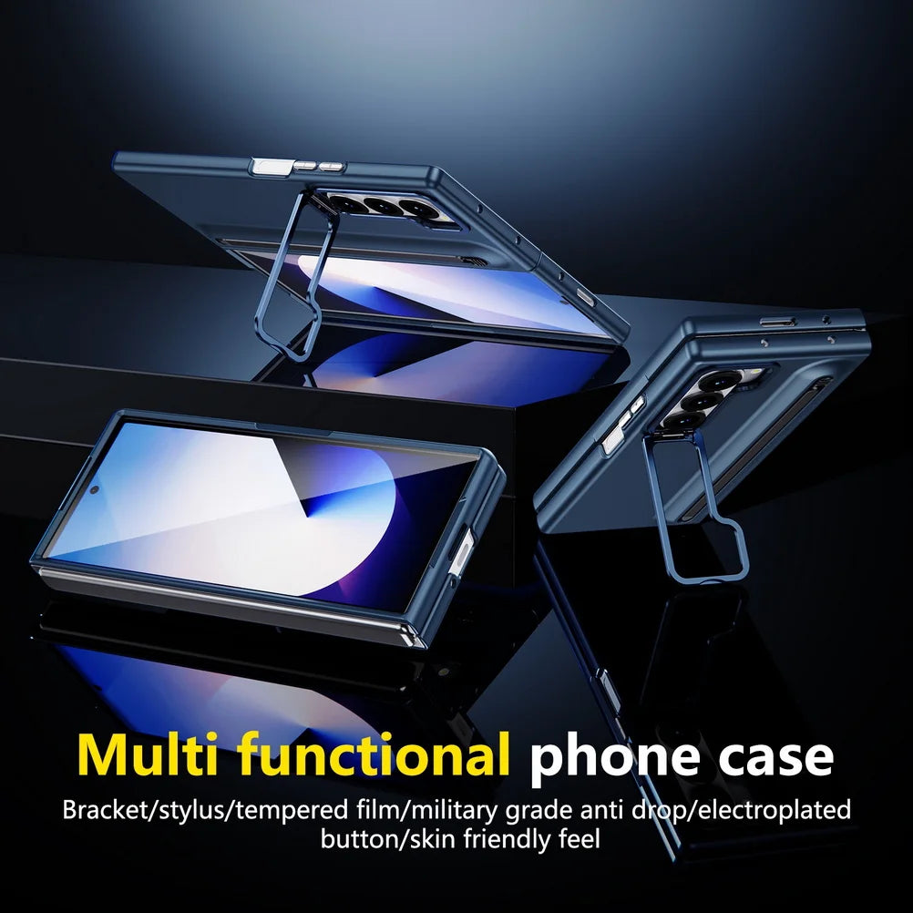 Lens Holder Stand Tempered Glass Film Phone Case for Samsung Galaxy Z Fold 8 Ultra 7 6 5 4 3 Hinge Protection Shockproof Cover