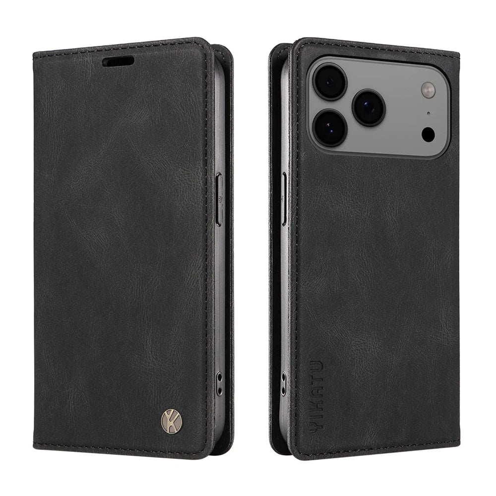 Magnetic Leather Wallet Flip Cover For Apple Iphone 17 16 16E 15 14 13 12 11 XS XR Air Plus Pro Max ProMax Mini | Premium Case