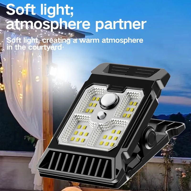 1-4PCs Solar Clamp on Sensor Motion Lights Outdoor Waterproof Work Light 3 Lighting Mode Camping Lamp Fence Wall Garage Led Lamp