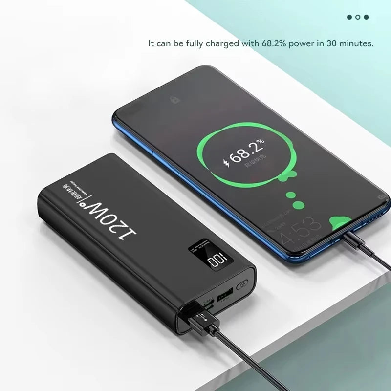 120W Power Bank 500000mAh Large Capacity Super Fast Charge Power Bank Portable Battery Charger For iPhone Samsung Huawei Xiaomi