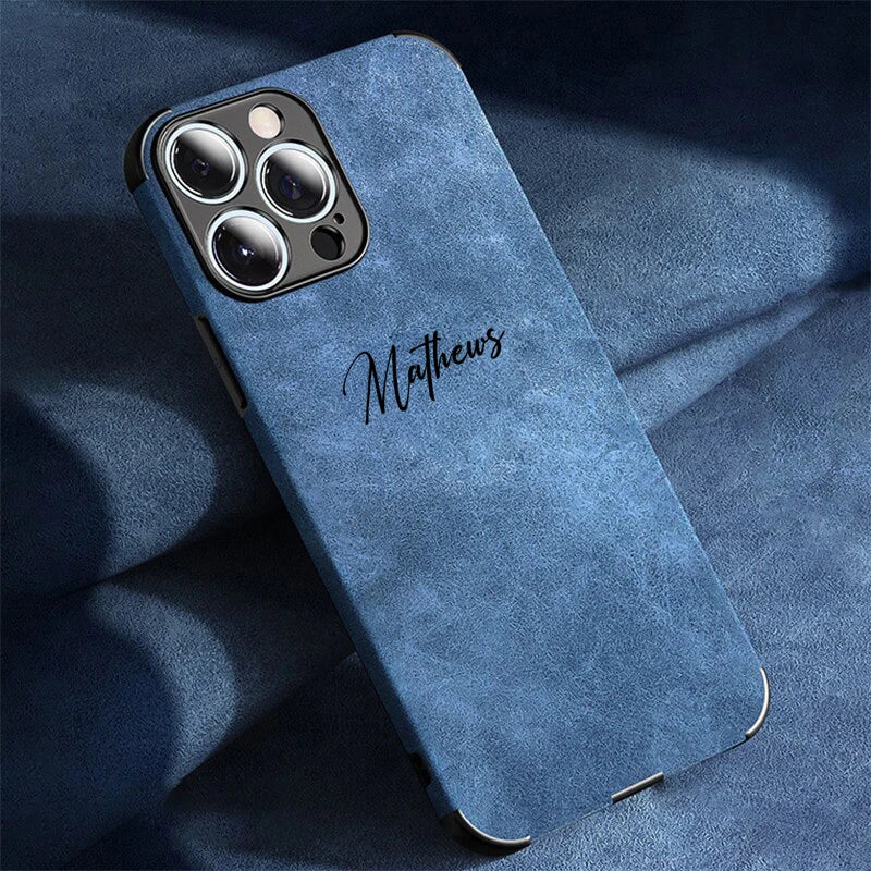 Personalized Luxury Leather Lambskin Case For iPhone 11 12 13 14 15 16 18Pro Max Customized Name DIY Cover