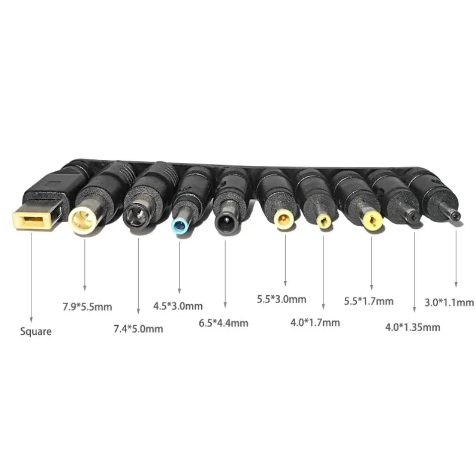 100W USB C to DC Power Adapter Kit 10 Tips Universal Laptop Charger Converter For Lenovo HP Dell Asus Acer Samsung Notebook Home