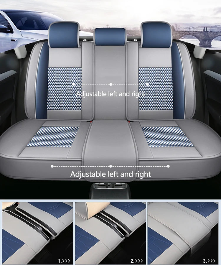 Car Seat Cover 5 Full Set Universal Seat Covers for Nissan X Trail T32 Jetta A4 Skoda Rapid Superb 3 Cars Waterproof PU Leather