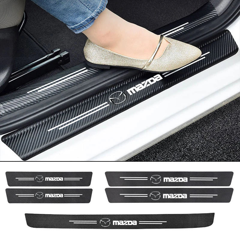 Car Door Sill Protector Carbon Fiber Threshold Stickers for Mazda 3 bk bl bj bn 323 Axela Atenza CX-3 CX-4 CX5 CX-7 CX-9 Auto