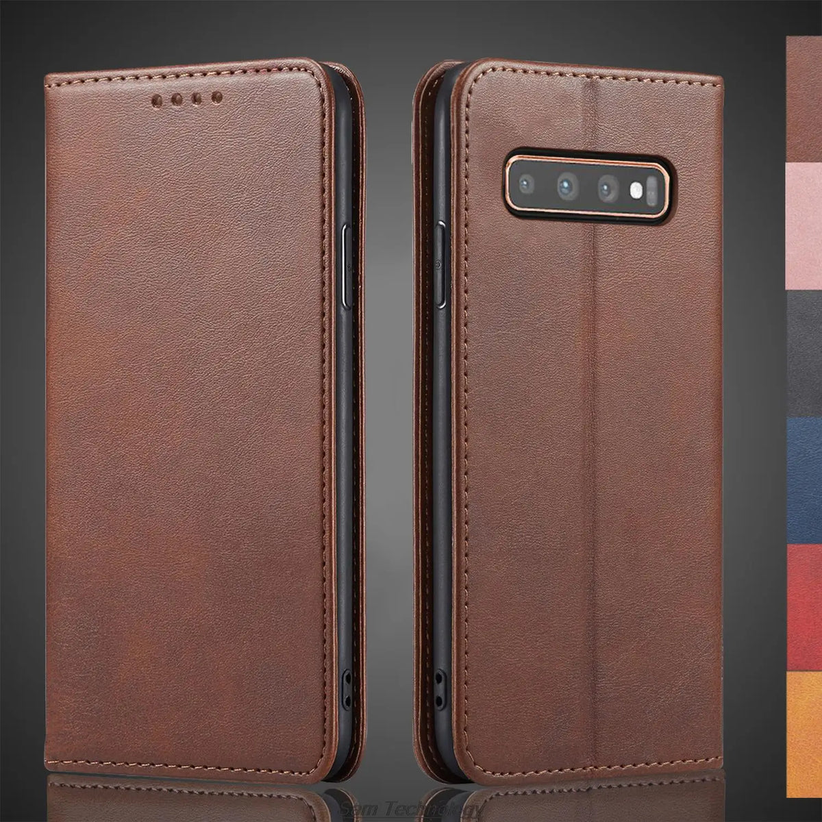 Magnetic attraction Leather Case for Samsung Galaxy S10 6.1" / S10+ plus 6.4" Holster Flip Cover Case Wallet Bags Fundas Coque