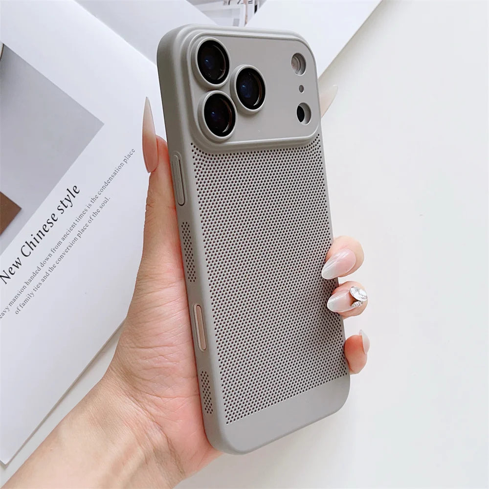 Cooling Phone Case with Full Camera Lens Protection For iPhone 17 Air 16e 16 15 14 Pro Max Plus Shockproof PC Back Cover