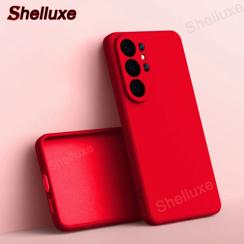 Shelluxe Square Original Liquid Silicone Case For Samsung Galaxy S26 S25 S24 S23 Ultra Plus FE S26+ Silky Feel Soft Phone Cover