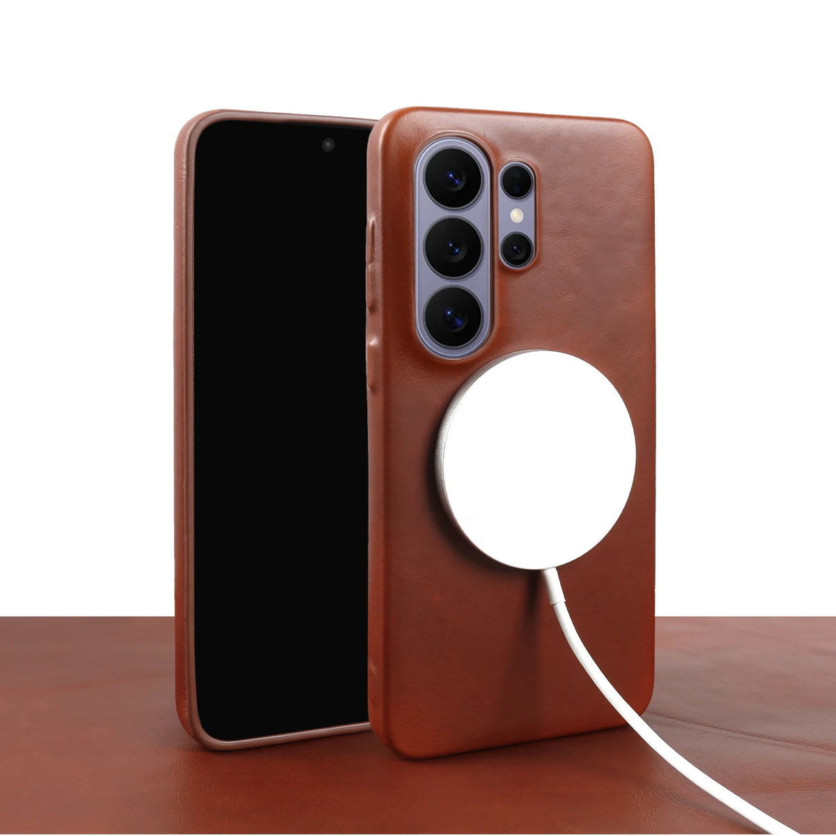 For Magsafe Oil Wax Genuine Leather Magnetic Case For Samsung Galaxy S26 Ultra S25 S23 S24 FE S22 S21 Plus S20 Phone Back Cover