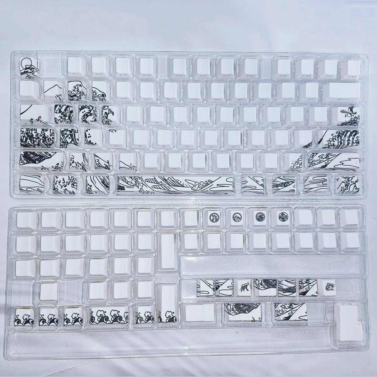 Kanagawa Themed Top/Side Printed RGB Backlit Keycaps 125 Keys Dye Sub PBT Keycaps Cherry Profile for Cherry MX Swtches Keyboard