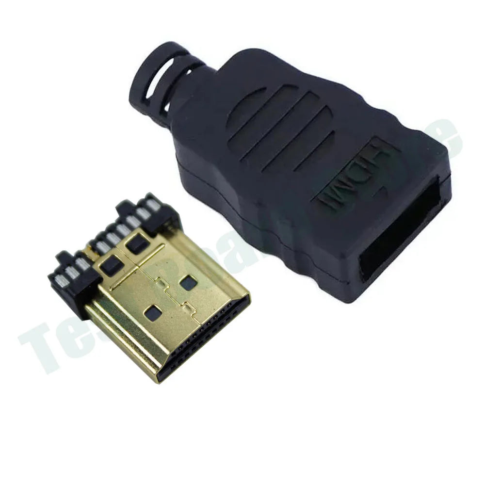 1Pce HDMI 19P Gold-Plated Soldering Male High-Definition Data Cable Connector with Plastic Shell Soldering Cable Connector