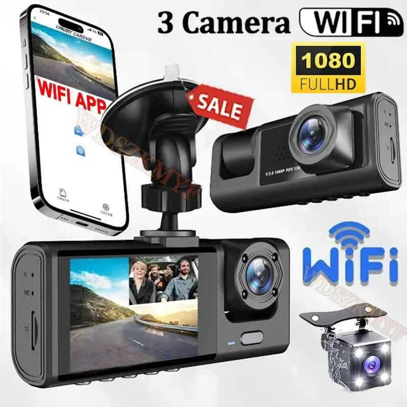 1080P Car Dvr WiFi APP 3/2Lens Dash Cam for Cars Camera for Vehicle Recorder Video Front and Rear Camera Night Vision Dashcam