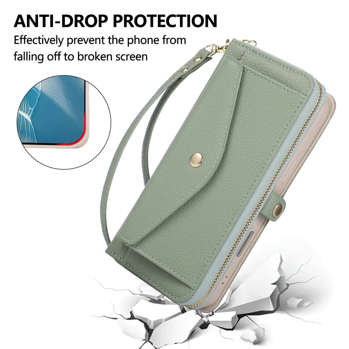 WEFOR Crossbody Wallet Case for Samsung Galaxy S26 S25 Edge S24 S23 FE S22 S21 S20 Ultra, Strap Card Holder Kickstand Mirror
