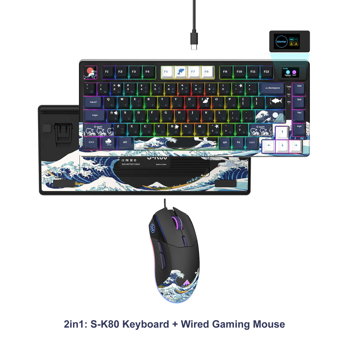Womier SK80 Gasket Mounted Mechanical Keyboard 81 Key Gamer Keyboard 75% Hot Swap RGB Gaming Keyboard with Smart Display for PC