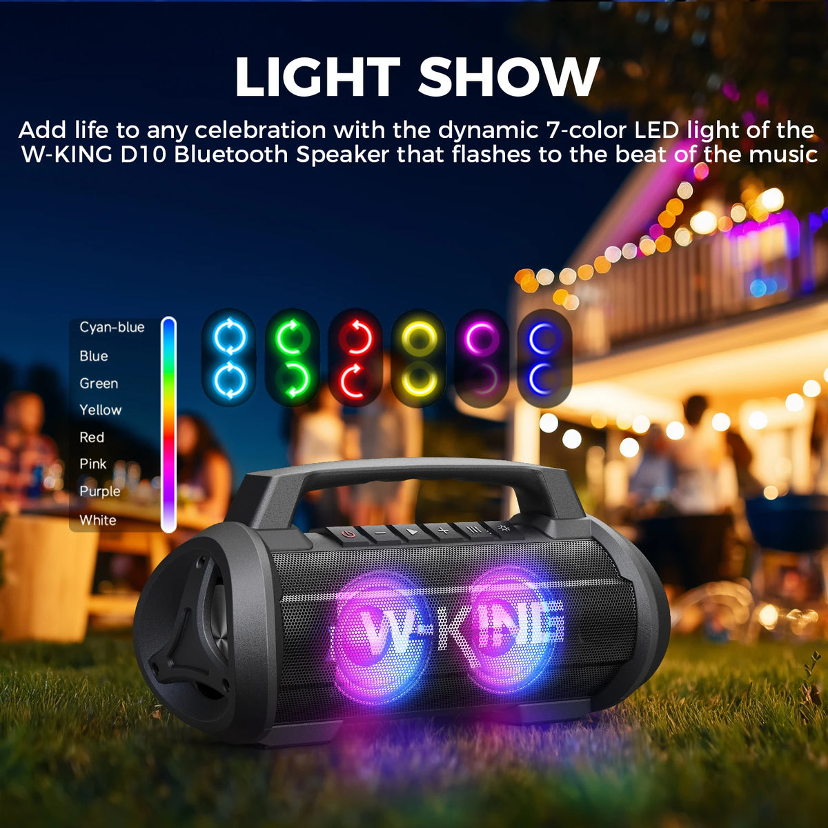 W-KING 70W RMS Bluetooth Portable Speaker, Speaker Wireless Loud IPX6 Waterproof Bluetooth Speakers with Subwoofer/Bass Boost