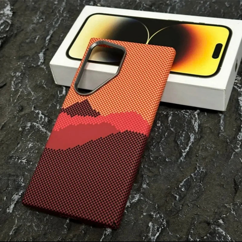 Luxury Carbon Fiber Wireless for Magsafe Case for Samsung Galaxy S26 S25 S23 S24 S22 Ultra Plus Alloy Lens Protection Hard Cover