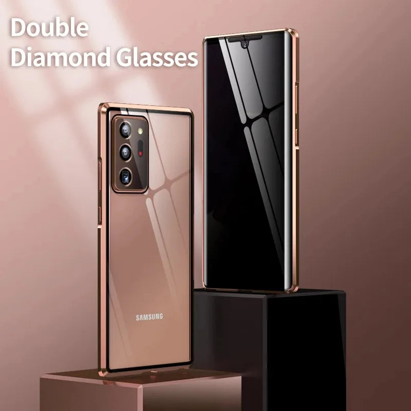 360 Full Cover Magnetic Metal Flip Case For Samsung Galaxy Note 20 Ultra Note20 Cases Tempered Glass Note 20 Privacy Fundas Euti