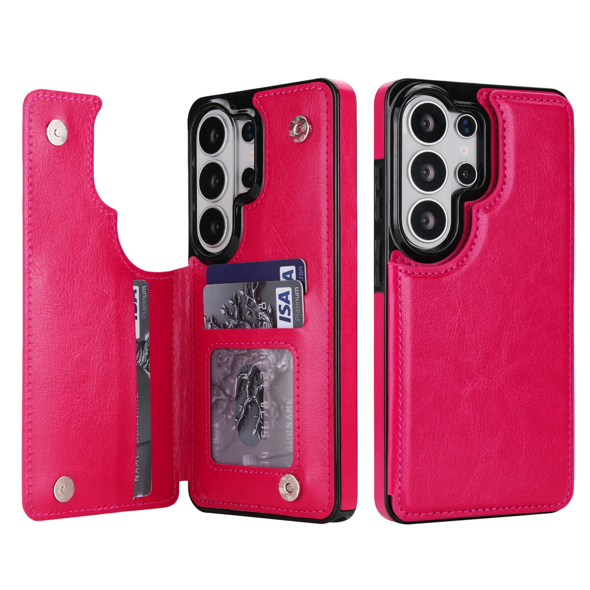 Wallet Double Button Flip Leather Case For Samsung Galaxy S26 Ultra S25 Edge S24 FE S23 A15 A16 A17 A26 A35 A36 A53 A54 A55 A56