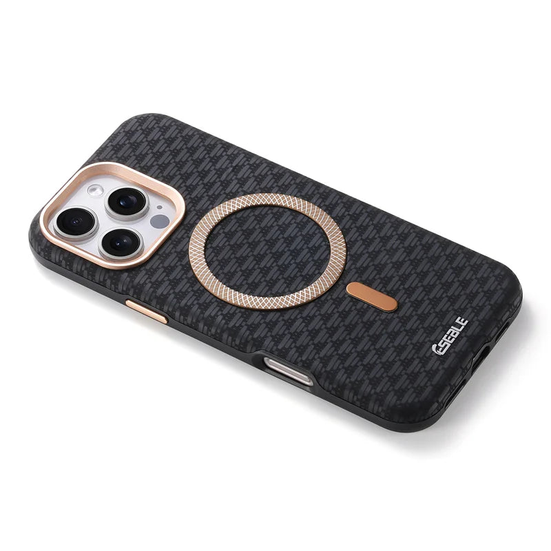 Luxury Leather Carbon Fiber Texture Phone Case For iPhone 13 14 15 16 17 Pro Max For Magsafe Wireless Charging Shockproof Cover
