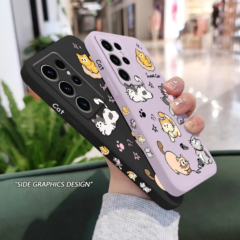 Cat String Ball Phone Case For Samsung Galaxy S25 S24 S23 S22 S21 S20 S10 S10E Ultra Plus FE Note 20 Ultra 10 Plus Cover