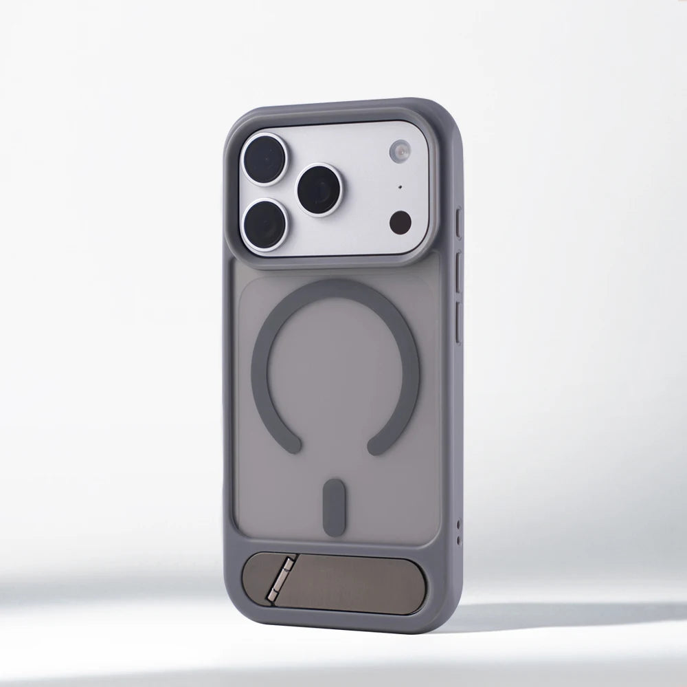 Invisible Metal Stand Magnetic Bumper Case For iPhone 17 16 Pro Max 15 14 Plus 13 For MagSafe Wireless Charge Shockproof Cover