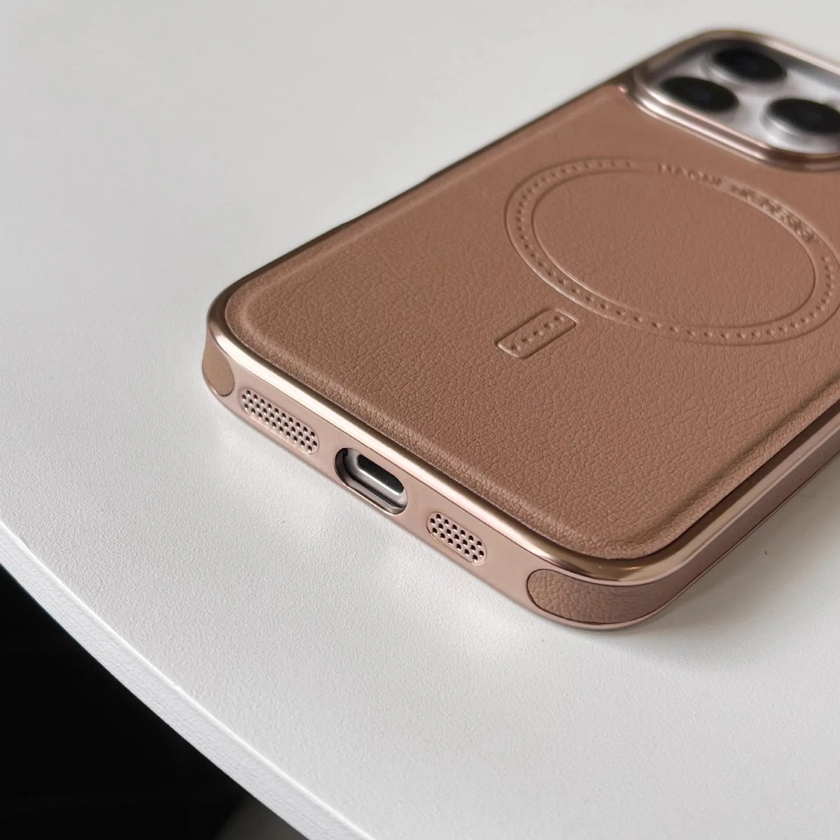 Premium Plating Frame Business Leather Magnetic Case for iPhone 17 16 15 14 13 Pro Max Plus 17Air For Magsafe Shockproof Cover