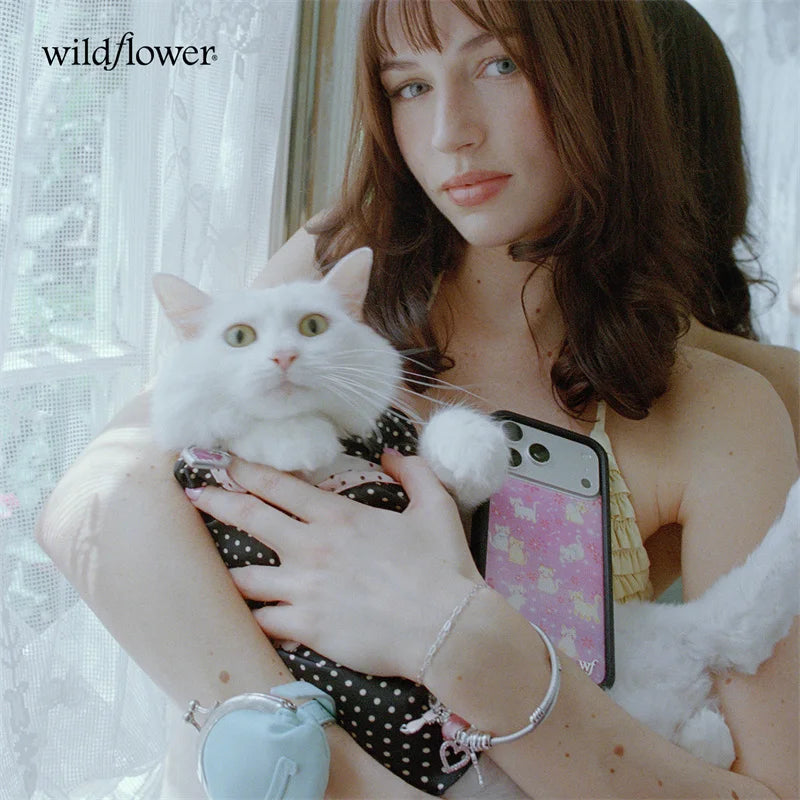 Wildflower ins Claire Drake Phone Case for iPhone 17 16 15 14 13 12 11 Pro Max Plus WF Fashion Pink Anime Cat shockproof Cover
