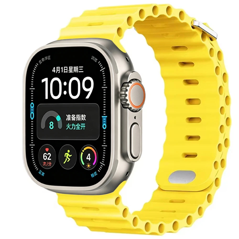 Ocean Silicone strap For Apple Watch Ultra 4 3 2 1 Band 49mm 12 11 10 9 8 7 46mm 45mm 41mm band iWatch 6 5 4 SE3 44mm 40mm 42mm