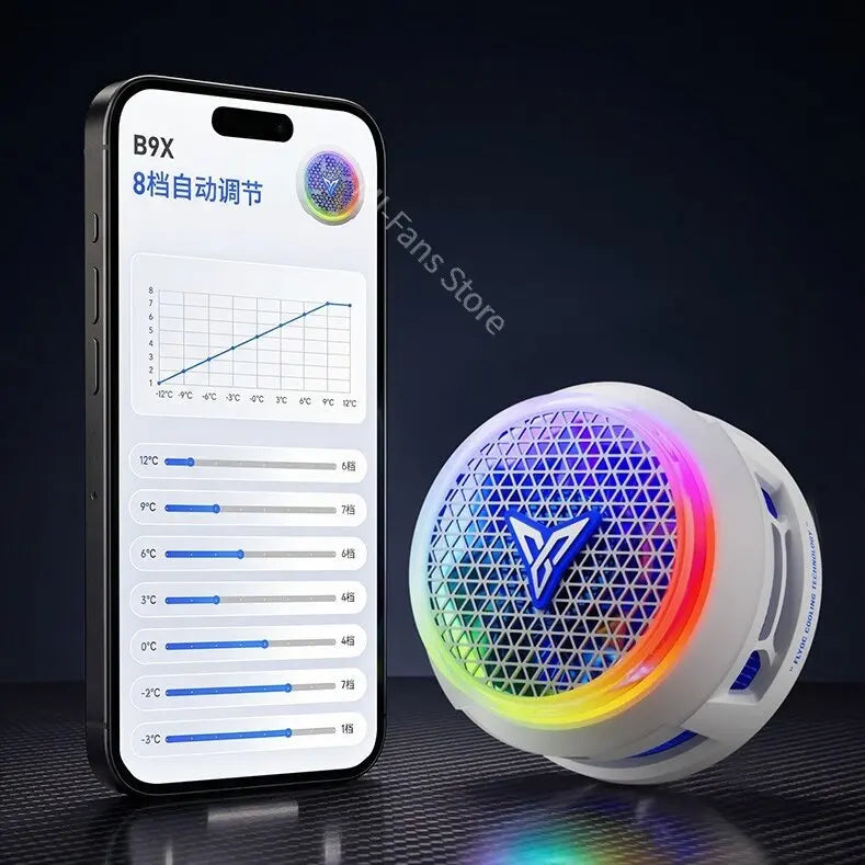 Flydigi B9X Cellphone Cooler Frequency Conversion Super Heat Dissipation Magnetic Radiator RGB Light For iPhone iPad Android
