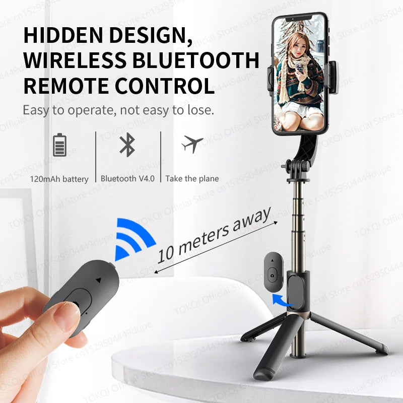 Q08 Handheld Gimbal Stabilizer Portable Selfie Stick with Bluetooth Remote for Samsung Xiaomi Smartphone iPhone Shooting Vlog