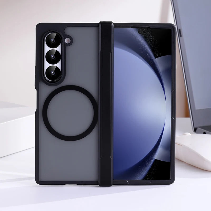For Samsung Galaxy Z Fold 4 5 6 7 8 Ultra For Magsafe Case Transparent Hinge Folding Shockproof Magnetic Wireless Charging Cover