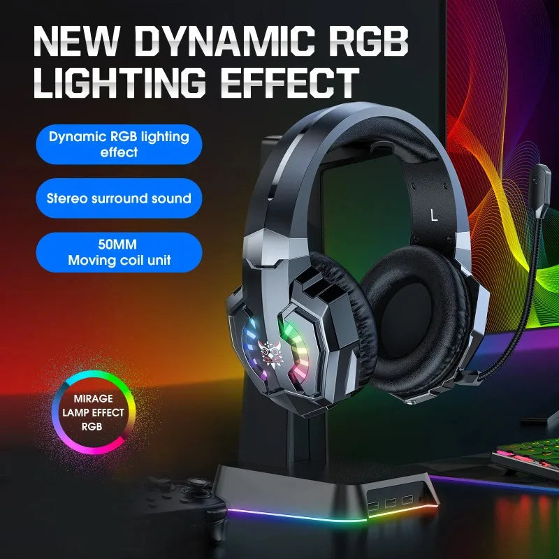 ONIKUMA B15 Gaming Headset Wireless 2.4GHz RGB Headphone With HD Microphone Stereo Sound Long Battery Life For PC Laptop Console