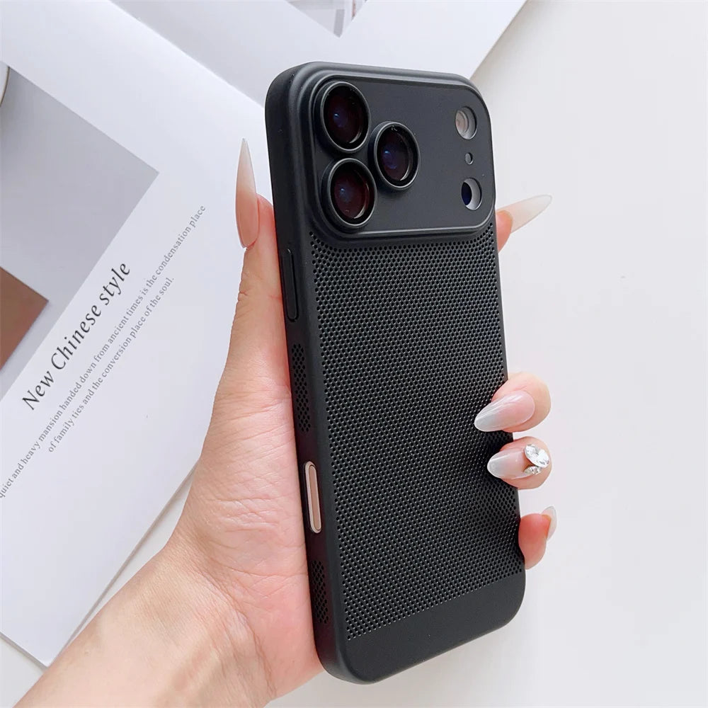 Cooling Phone Case with Full Camera Lens Protection For iPhone 17 Air 16e 16 15 14 Pro Max Plus Shockproof PC Back Cover