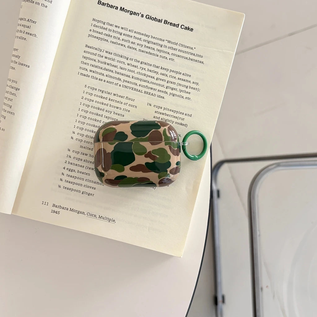 Personality Stylish Color Collision Camouflage Pattern With Hook Earphone Case Cover for AirPods 1 or 2 3 4 5 Pro 2 Pro 3