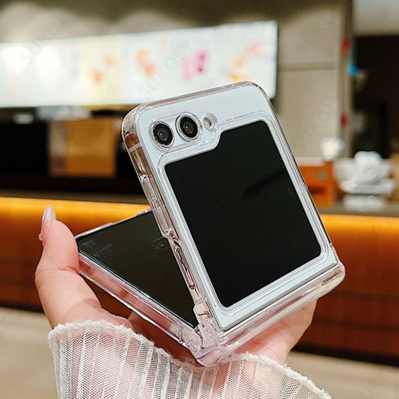For Samsung Galaxy Z Filp8 Flip7 FE Filp6 Filp5 Case Transparent Fold ShockProof PC Cover For Samsung Galaxy Z Filp 3 4 5 6 7 8