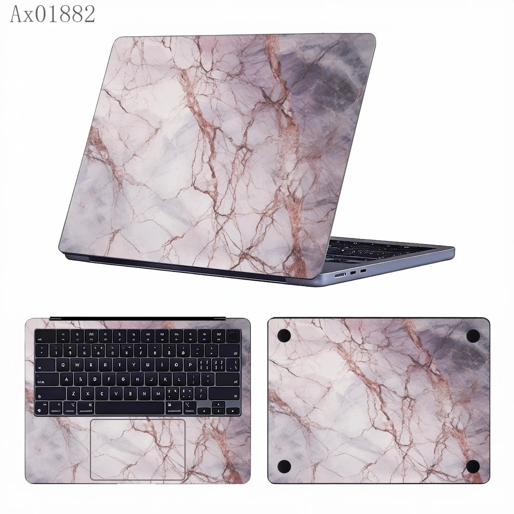 2 Pcs Light Grey Marble Laptop Skin Full Cover Decal for MacBook Laptops Waterproof PC Keyboard Skin Ornamental Decor