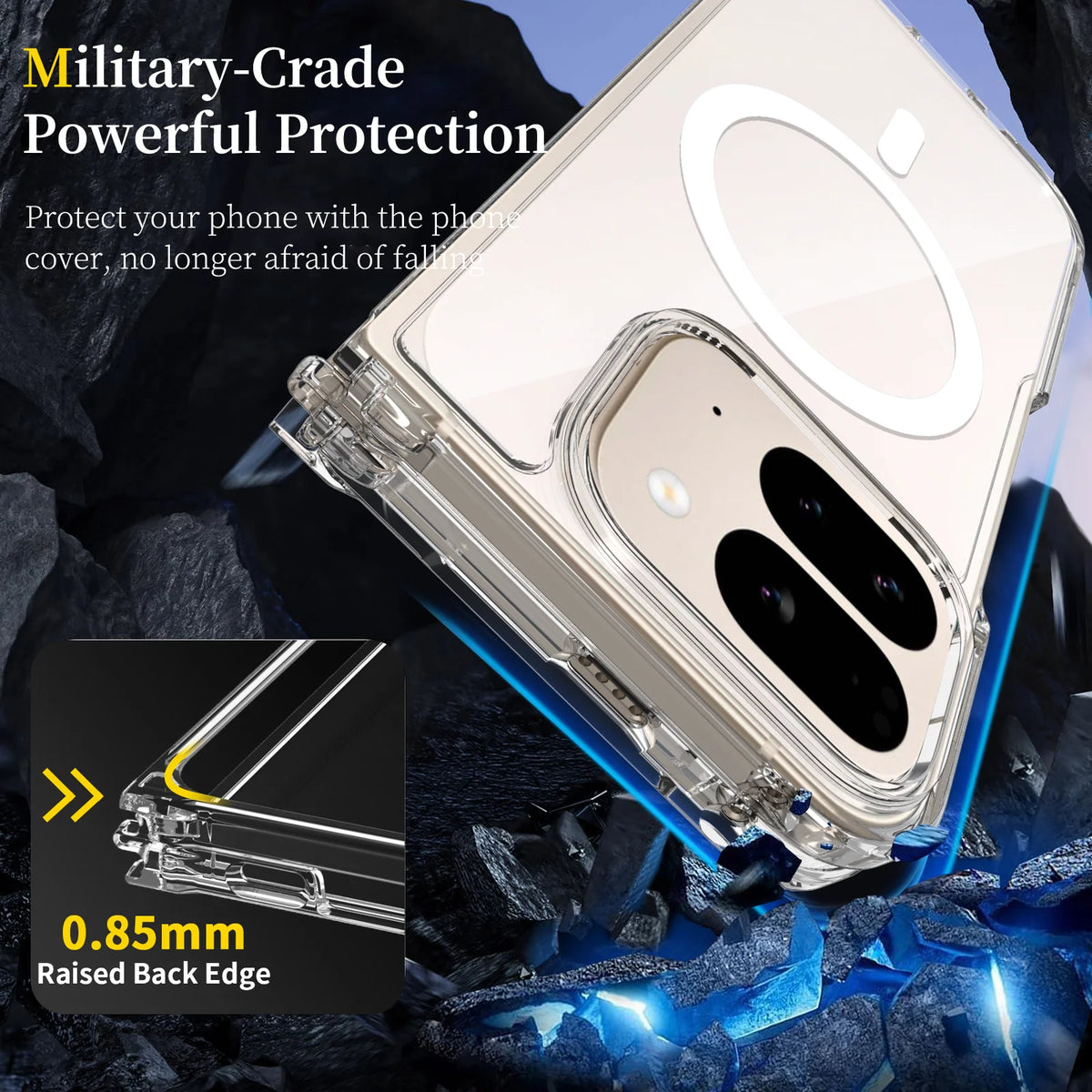 For Google Pixel 10 Pro Fold Case Luxury Clear Acrylic Magnetic Magsafe Folding Cover for Pixel 10 Pro Fold Wireless Charging