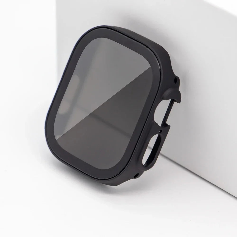 Privacy Glass+Case for Apple Watch 49mm 45mm 41mm 44mm 40mm Tempered Anti-Peeping Screen Protector for IWatch 8 7 6 5 4 9 Cover