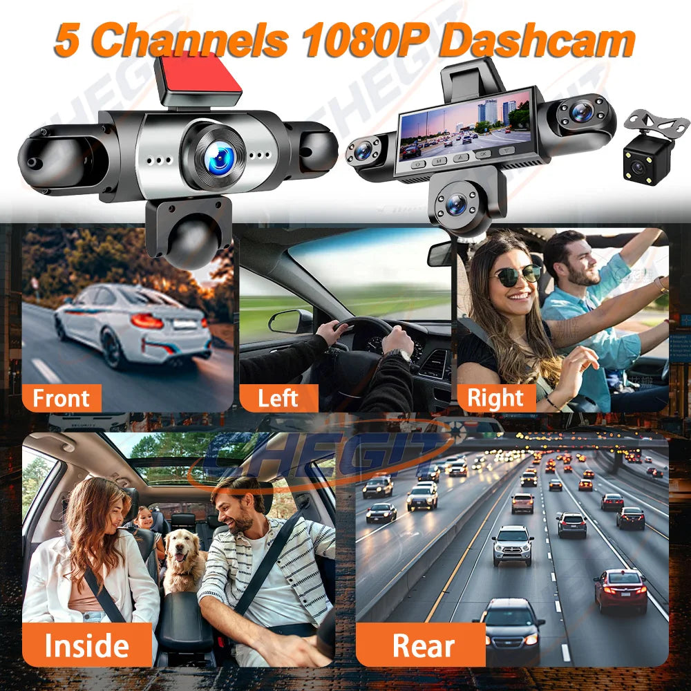 New 5Channel 360 Degree Car Dvr 1080P Video Recorder WiFi APP Dashcam 24h Parking Monitor Rear View Camera Car Recorder