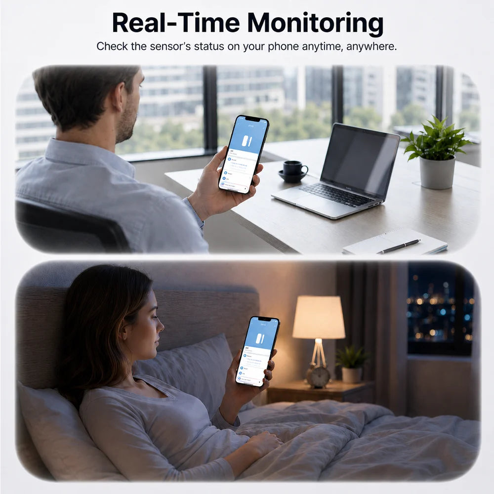 IP65 Tuya WiFi Door Window Magnetic Sensor Wireless Connection Smart Home Protection Waterproof Door Detectors Automation