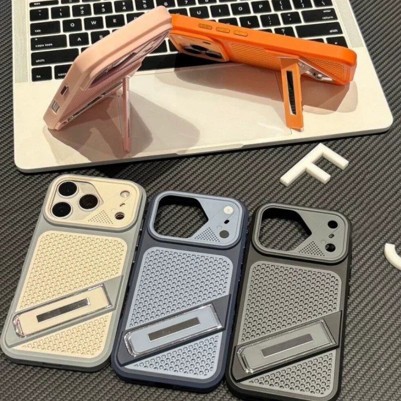 Luxury Heat Dissipation Stand Phone Case For iPhone 17 13 12 11 14 15 16 Pro Max Instantly Transform Into 17Promax Bumper Cover