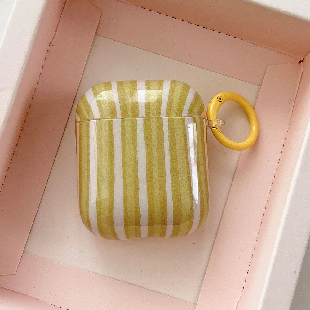 Summer Dopamine Simple Color Collision Stripes Splicing Soft Earphone Case For AirPods 4 5 Cover For AirPods 1 2 3 Pro 2 2nd