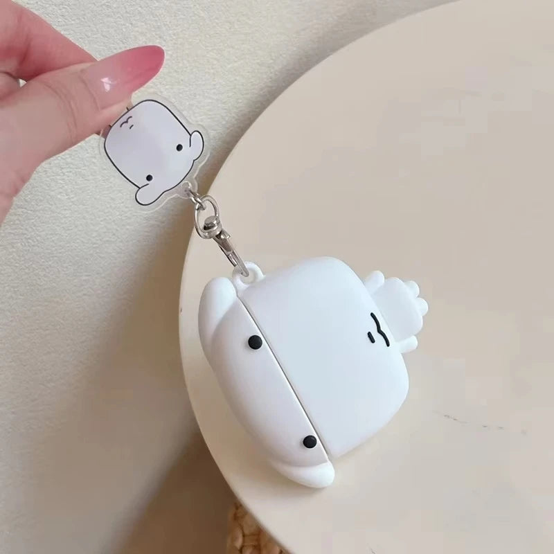 3D Cartoon White Dog Earphone Ear Bag Case Cover For Apple Airpods Pro 3 2 4 With Pandent