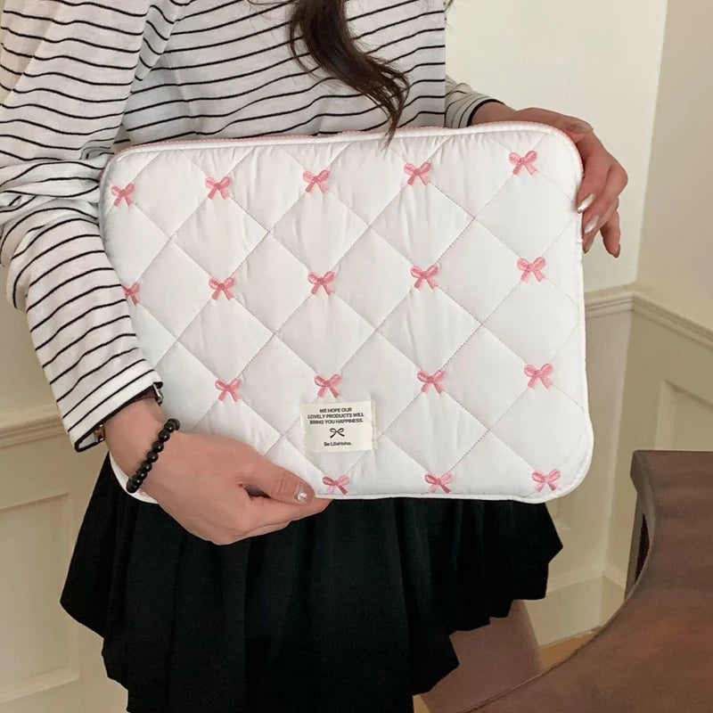 Cute Bow Graphic Laptop Bag Tablet Sleeve Case 11 13.3 14 15.6 Inch For Macbook Air 13 Pro Xiaomi Lenovo Dell Notebook Soft Case