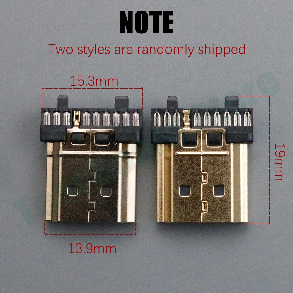 1Pce HDMI 19P Gold-Plated Soldering Male High-Definition Data Cable Connector with Plastic Shell Soldering Cable Connector