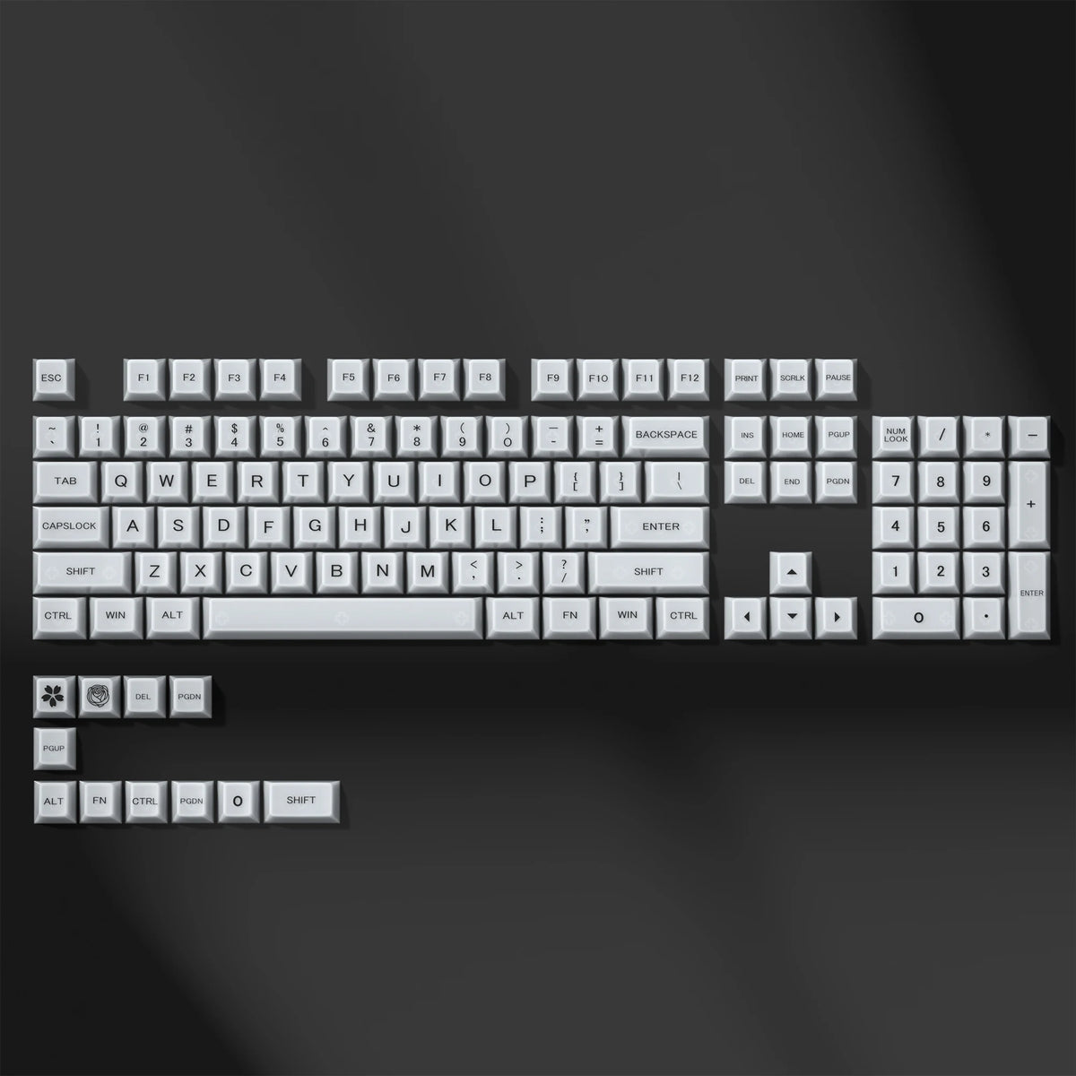 115 Keys Grey Fog Transparent Clear Keycaps Crystal PC Keycap RGB Shine Through Key Cap MDA Profile for MX Switch Keyboard