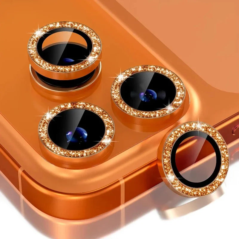 Bling Glitter Diamond Metal Frame Camera Protector For IPhone 17 Pro Max Air 17Pro Alloy Lens Tempered Glass Film Ring Cover Cap